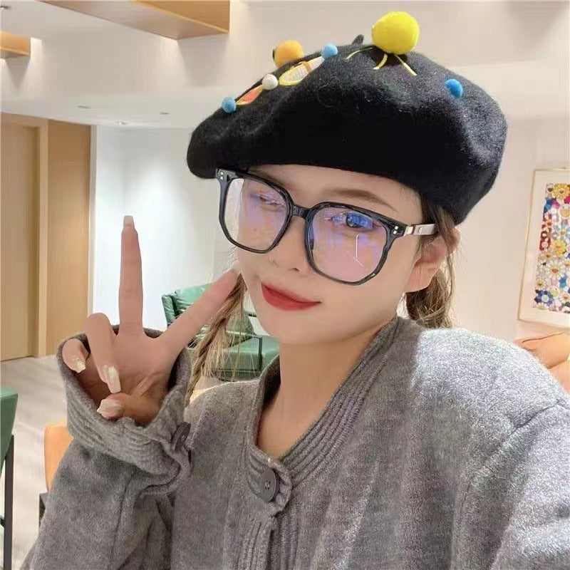 Sweet And Cute Planet Wool Blend Beret