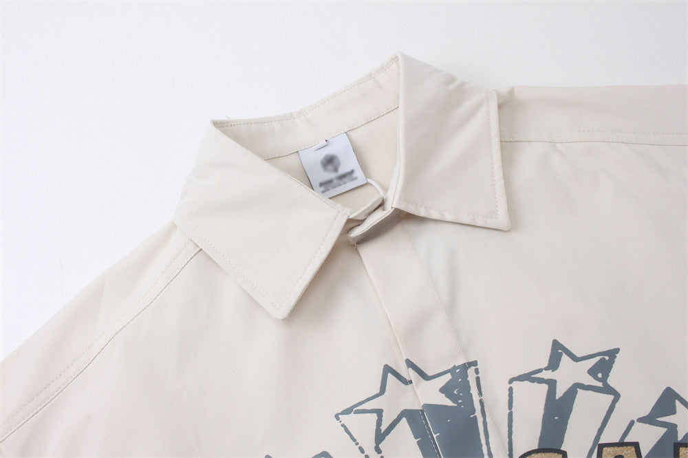 Hip Hop American Letter Print Long Sleeve Shirt