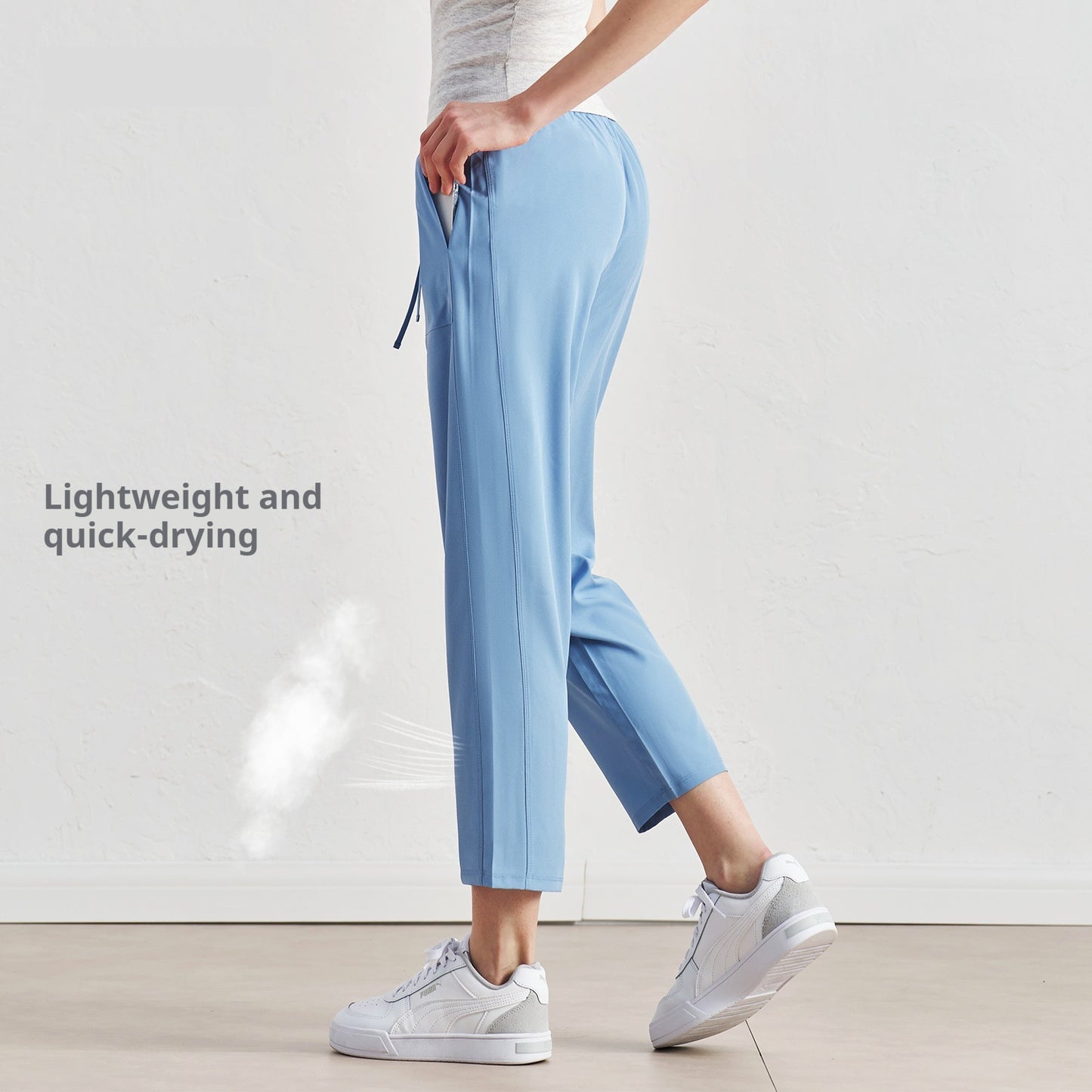 Quick-drying Track Pants Straight Harem Tappered Daddy Pants Drawstring Cigarette Pants 9 Points