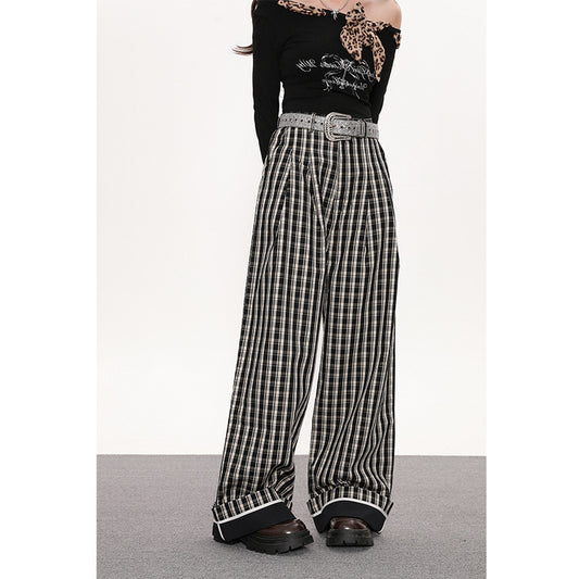 Sweet Stylish Flared Plaid Pants For Womenfashionable And Versatile
