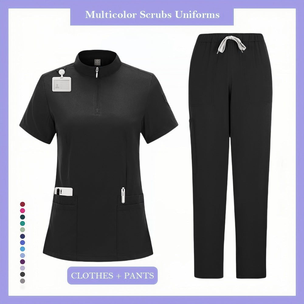 Zipper Beauty Salon Scrub Workwear