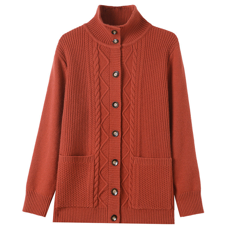 Covering Belly Thin Plus Size High Lapel Knitted Cardigan For Women