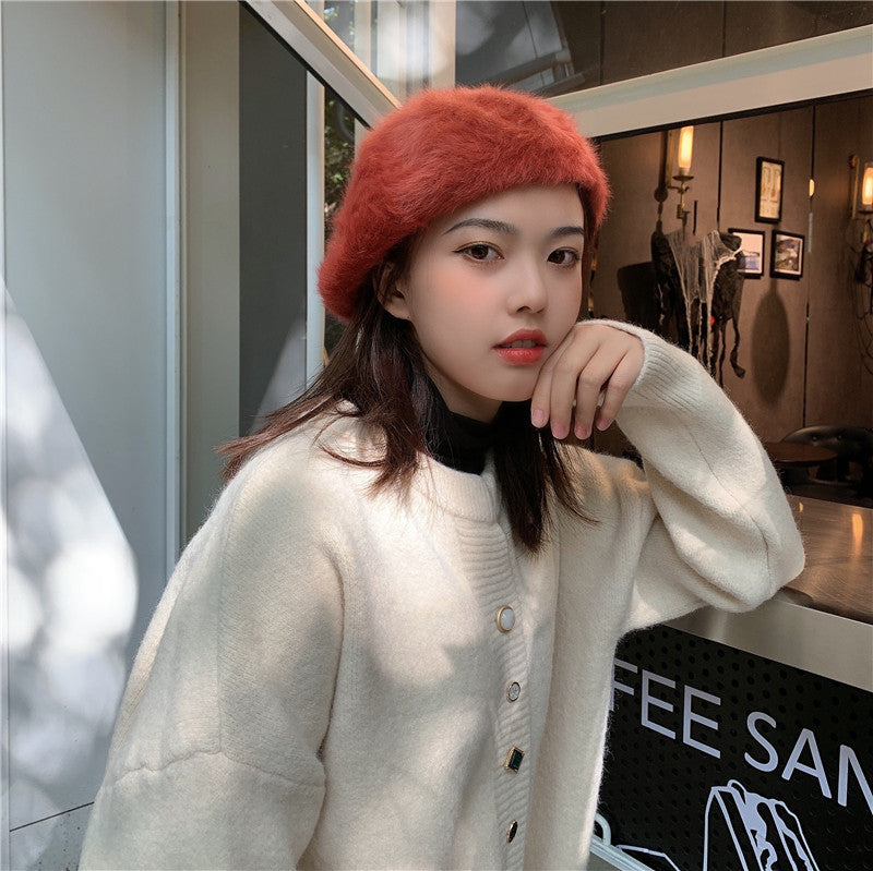 Japanese Style All Match Beret Women's Plush Autumn Winter Hat