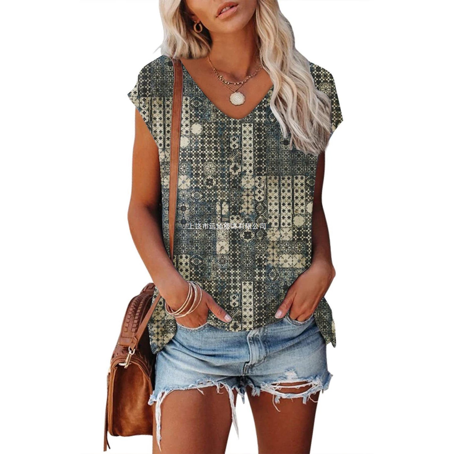 Women's 3D Digital Printing Sleeveless Multi-color Top