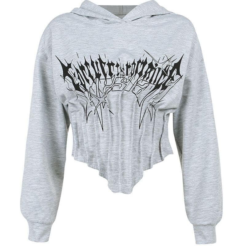 Belted Waist Slim Hooded Top T-shirt Female Autumn And Winter
