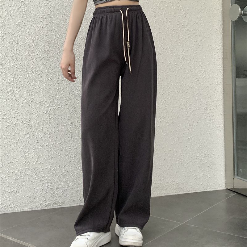 Corduroy Double Drawstring Wide Leg Pants High Waist Casual Straight Pants