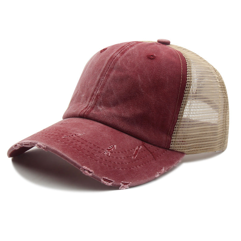 Women's Fashionable All-matching Retro Washed Peaked Cap