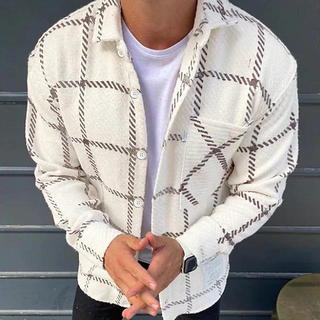 Velvet Padded Shirt 3D Digital Printing Geometric Lapel