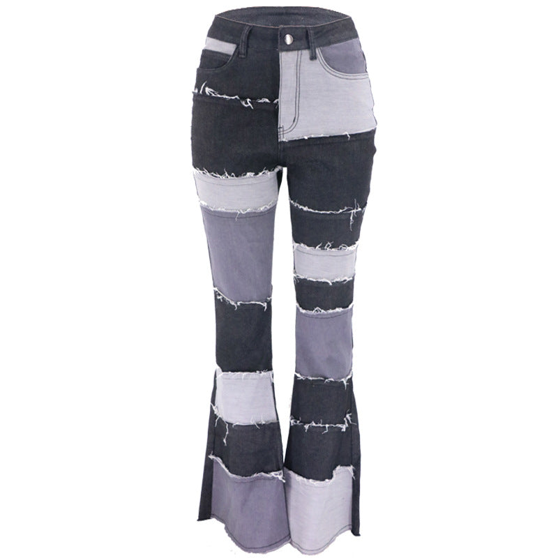 High Waisted Hip Flared Trousers