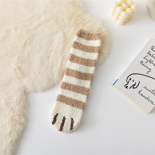 Coral Fleece Cat's Paw Home Ladies Winter Tube Socks