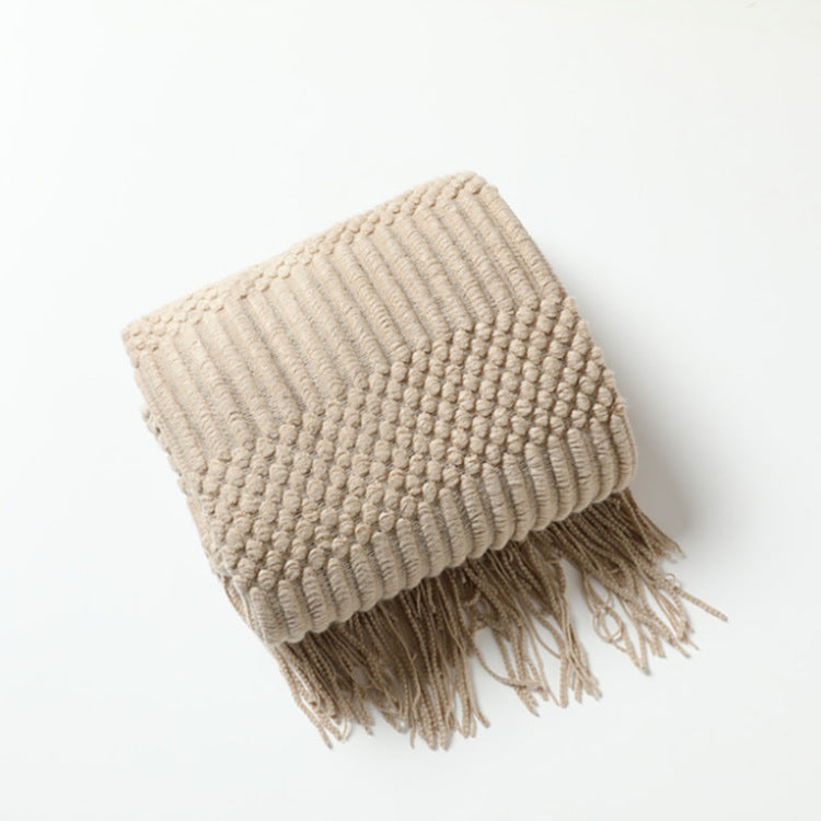 Sofa Bed Blanket Cashmere-like Warm Tassel Scarf