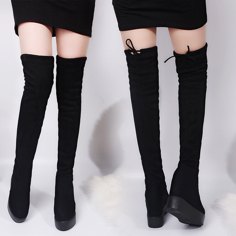 Suede Matte Slimming Stretch Over-the-knee Boots Lightweight Platform Women