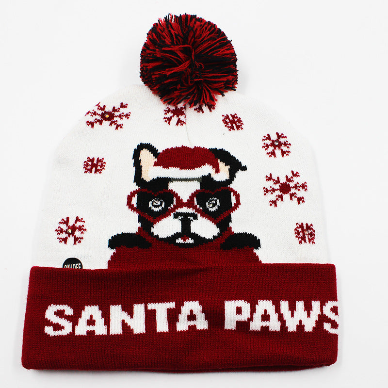Holiday Party Christmas LED Luminous Knitted Jacquard Knitted Hat