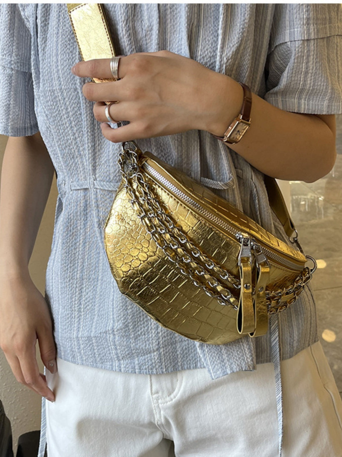 Stone Pattern Messenger Bag Female Temperament Wide Shoulder Temperament