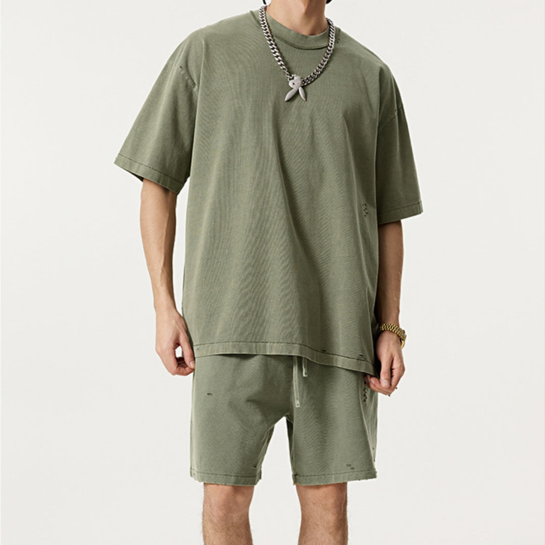 Summer Retro Style Gender-free Batik Cut Short Sleeve Suit