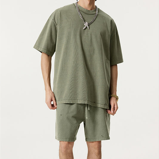 Summer Retro Style Gender-free Batik Cut Short Sleeve Suit