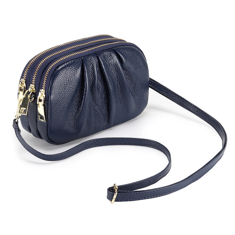 Versatile Pleated Bag With Soft Leather And Large Capacity