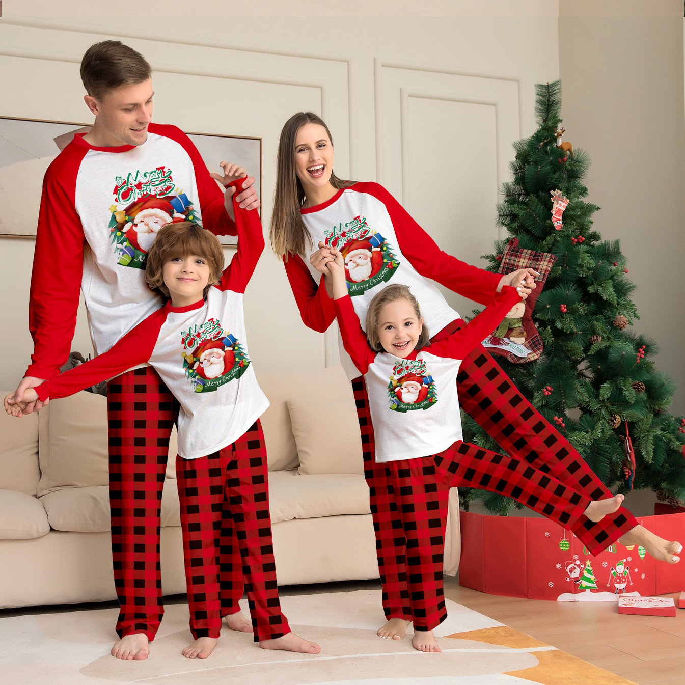 Cartoon Plaid Printed Long Sleeve Holiday Suit