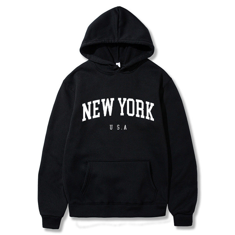 Printed Casual Sports Velvet Padded Hooded Sweatshirt Women's Autumn And Winter