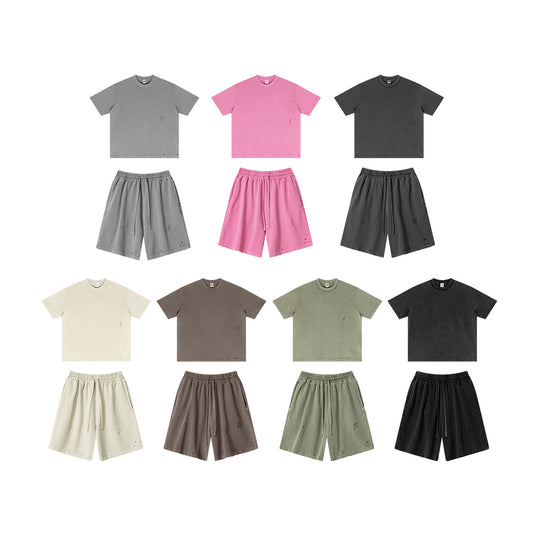 Summer Retro Style Gender-free Batik Cut Short Sleeve Suit