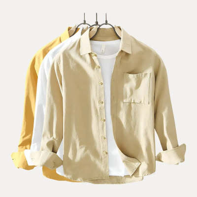Spring And Summer New Single Pocket Long Sleeve Casual Shirt