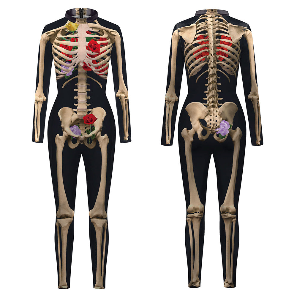 Human Skeleton Stage Performance Clothing Tight Elastic Jumpsuit 3D
