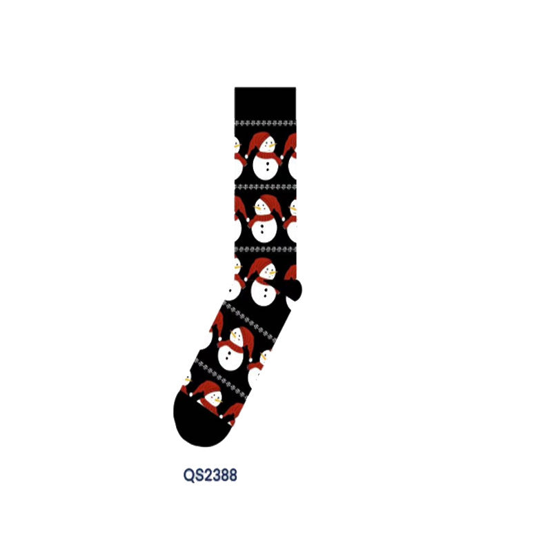 Male And Female Middle Tube Christmas Stockings Cartoon Cute Mid-calf Length Socks