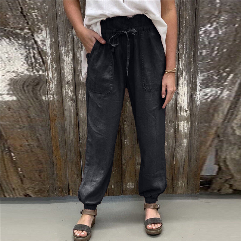 Loose Strappy Trousers Elasticated Slacks