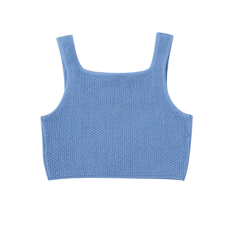Textured Knitted Short Top Stitching Skirt