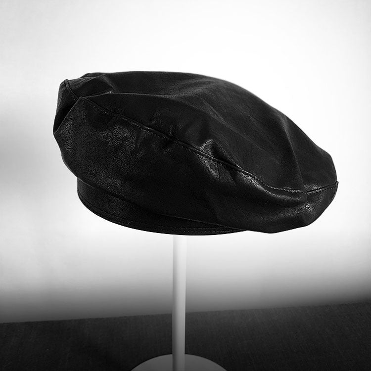Dark Beret For Women With Large Faces Black Painters Cap