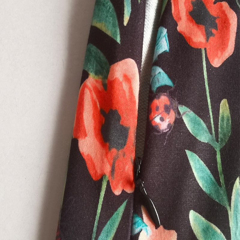 Selerbukser til kvinder med blomsterprint og knapper