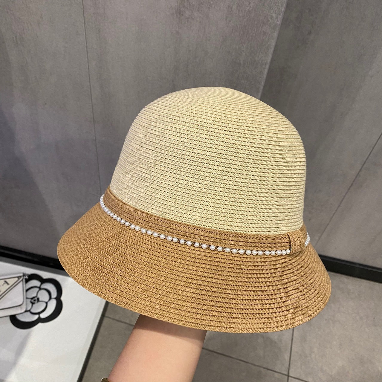 Sunlight Blocker For Summer French Pearl Straw Hat