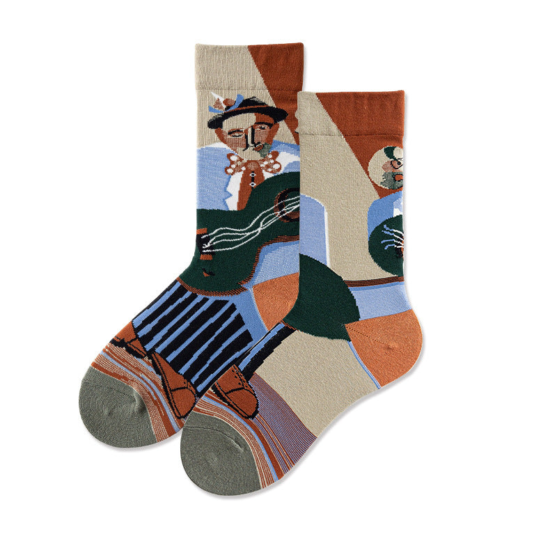 Literary Women Stockings Trend Illustration Color Socks