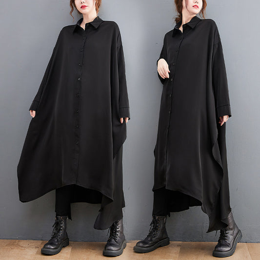 Loose Long Large Slit Shirt Dress For Women