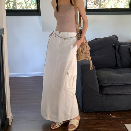 Women's Casual High Waist Slim Tooling Skirt