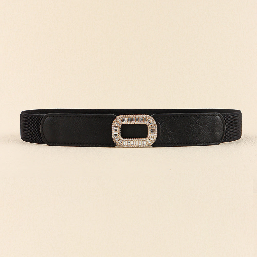 Rhinestone Inlaid Belt Women's Black  White All-in-one Elastic Simple Elastic Belt Cinched Waist Suit Coat Waist Decoration