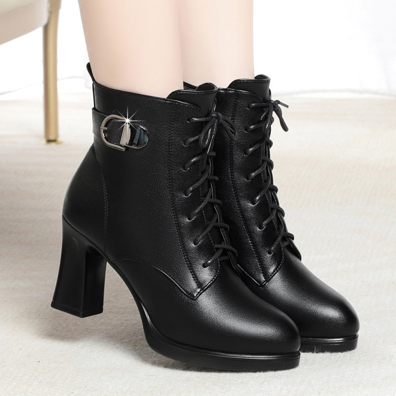Cotton Shoes Middle Help Plus Velvet High Heel Warm