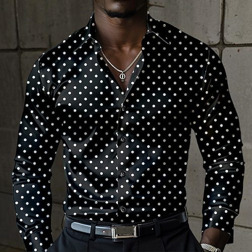 Polka-dot Loose-fitting Long Sleeve Printed Shirt
