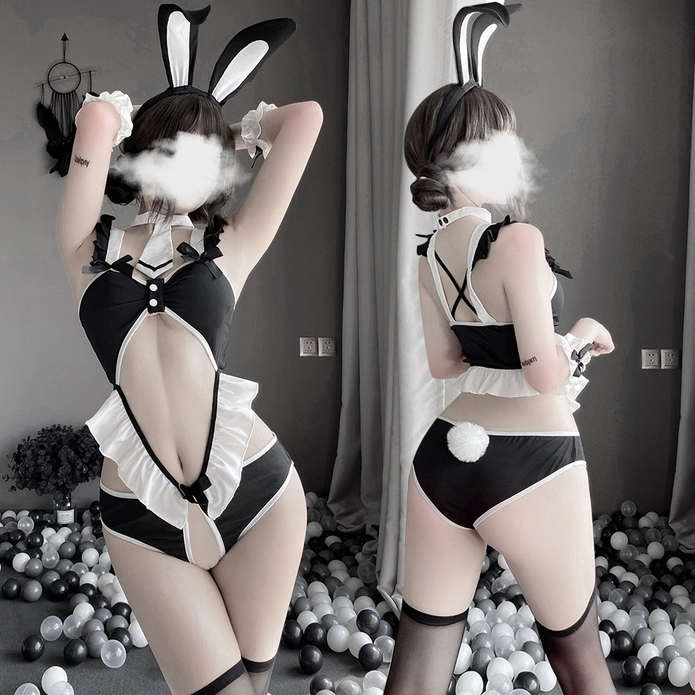Womens Sexy Bunny Girl Lingerie Uniform Set