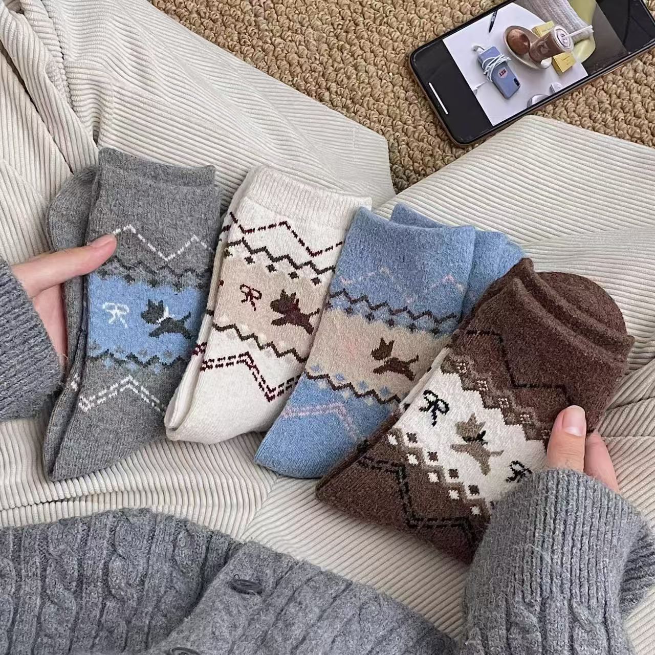 New Retro Puppy Socks For Women
