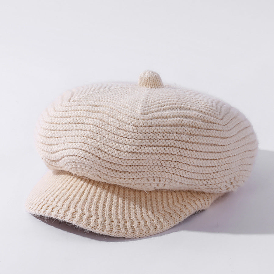 Middle-aged And Elderly Women's Velvet Solid Color Knitted Rabbit Fur Hat