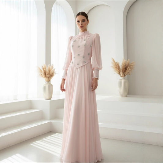 Two-piece Snowflake-diamond Long-sleeve Elegant Figure-flattering Slimming Dress