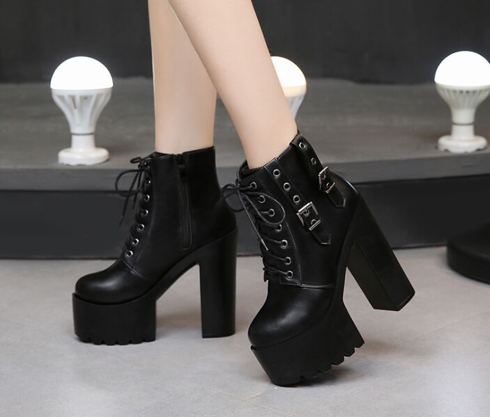 Fall New Super High Platform Hate Sky High Lace-up Women's Shoes