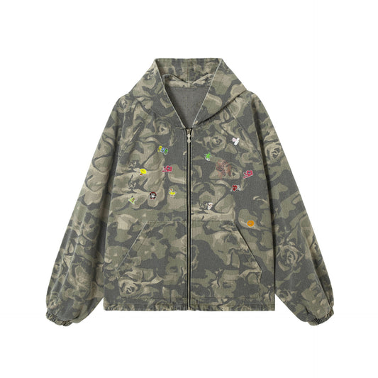 Retro Patchwork-sense Graffiti Camouflage Jacket Coat
