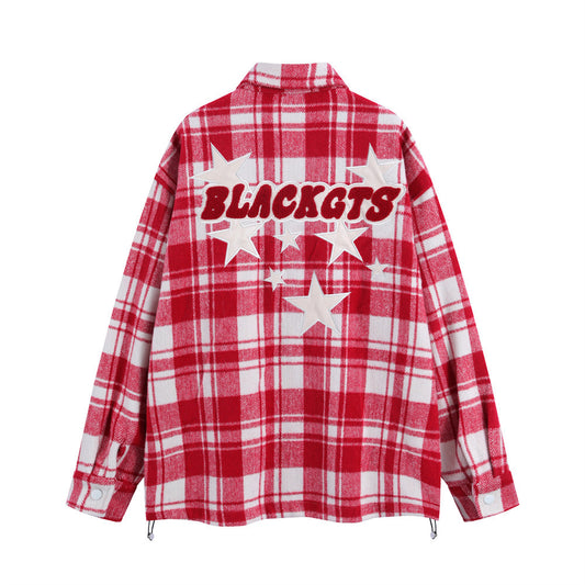 Loose Letter Five-pointed Star Embroidered Lapel Shirt Coat