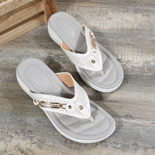 Zip Thong Flip-Flops Wedge Platform