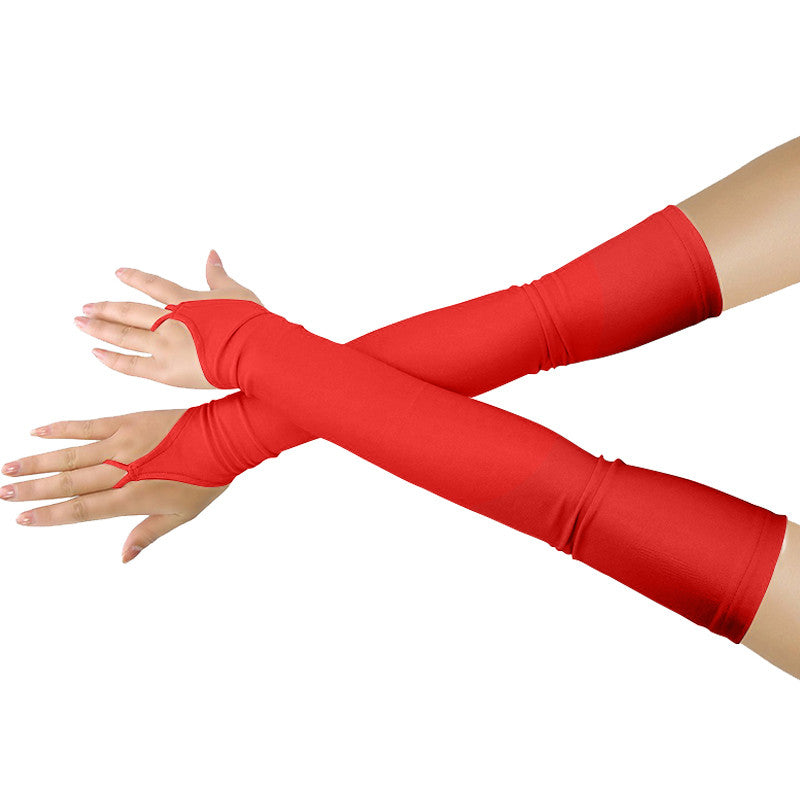 Elastic Satin Fashion Hook Fingerless Gloves