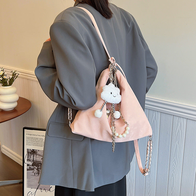 Spring Fashion Skuldertaske med stor kapacitet i tekstureret design til kvinder