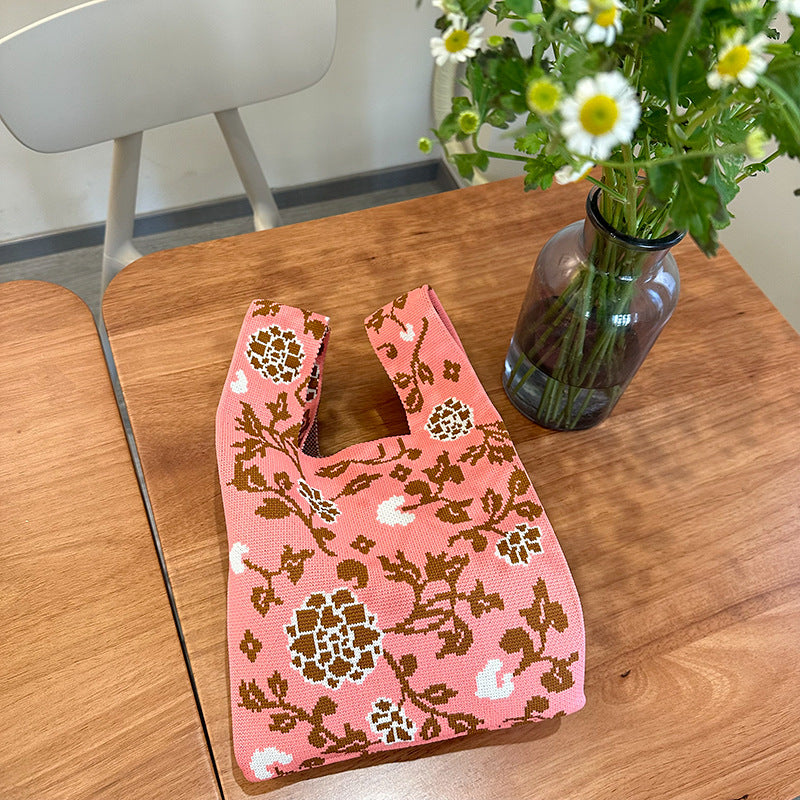 Rose Knitted Vest Handbag For Women