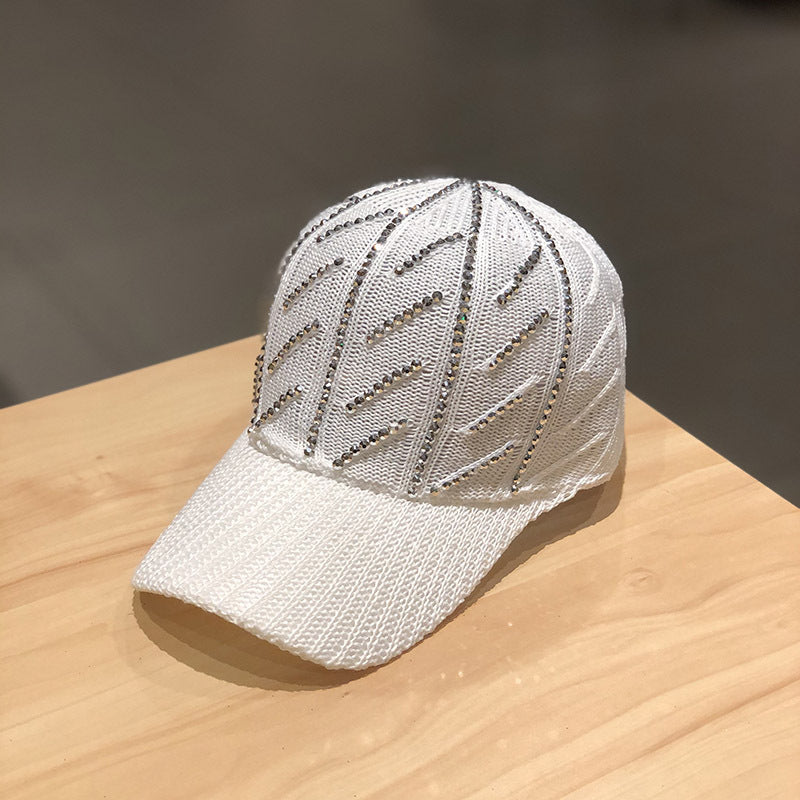 Mesh Knitted Baseball Cap With Drill